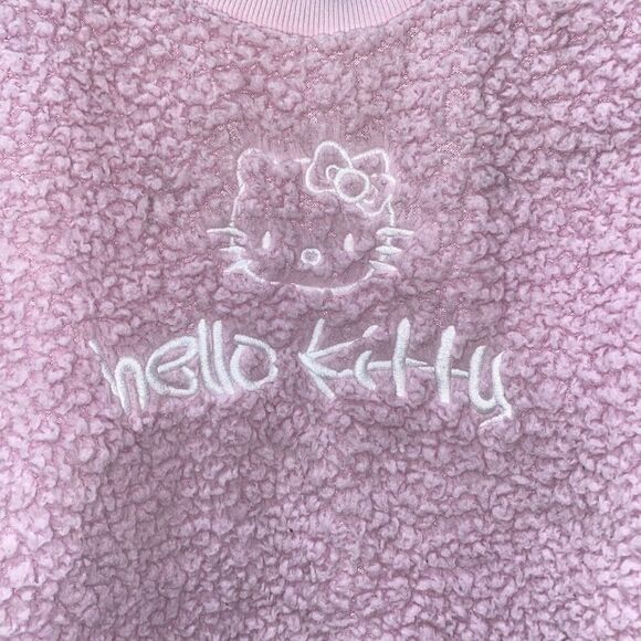 Hello Kitty x Forever 21 Pink Fleece Fuzzy Sweatshirt Large - Picture 7 of 9